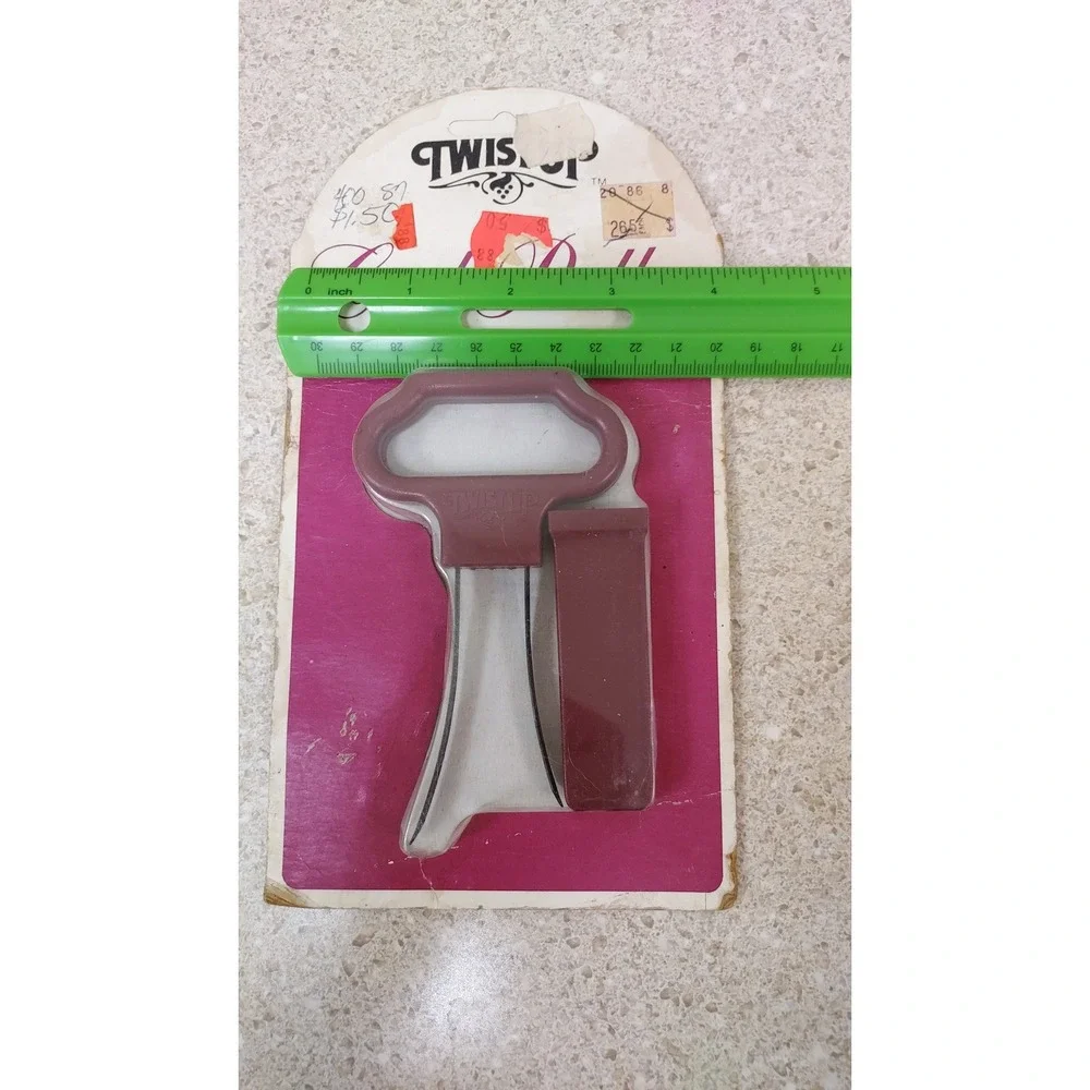 Twist Up Cork Puller Wine Opener OS Burgundy New Vintage 80s‎ Barware Ah-So USA